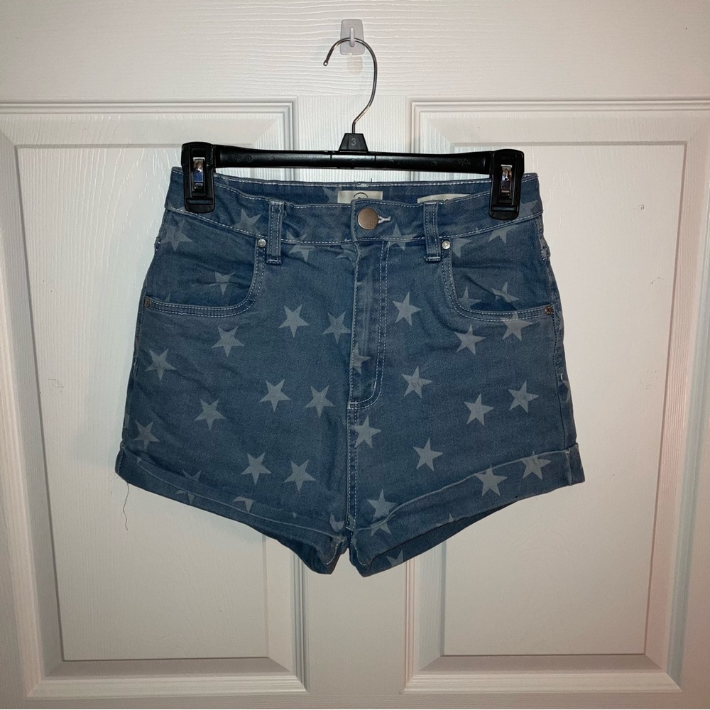 Cotton:On High-Waisted Star Print Denim Shorts